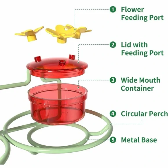 Hummingbird Feeder with Red and Yellow Flowers - Picture 6 of 9